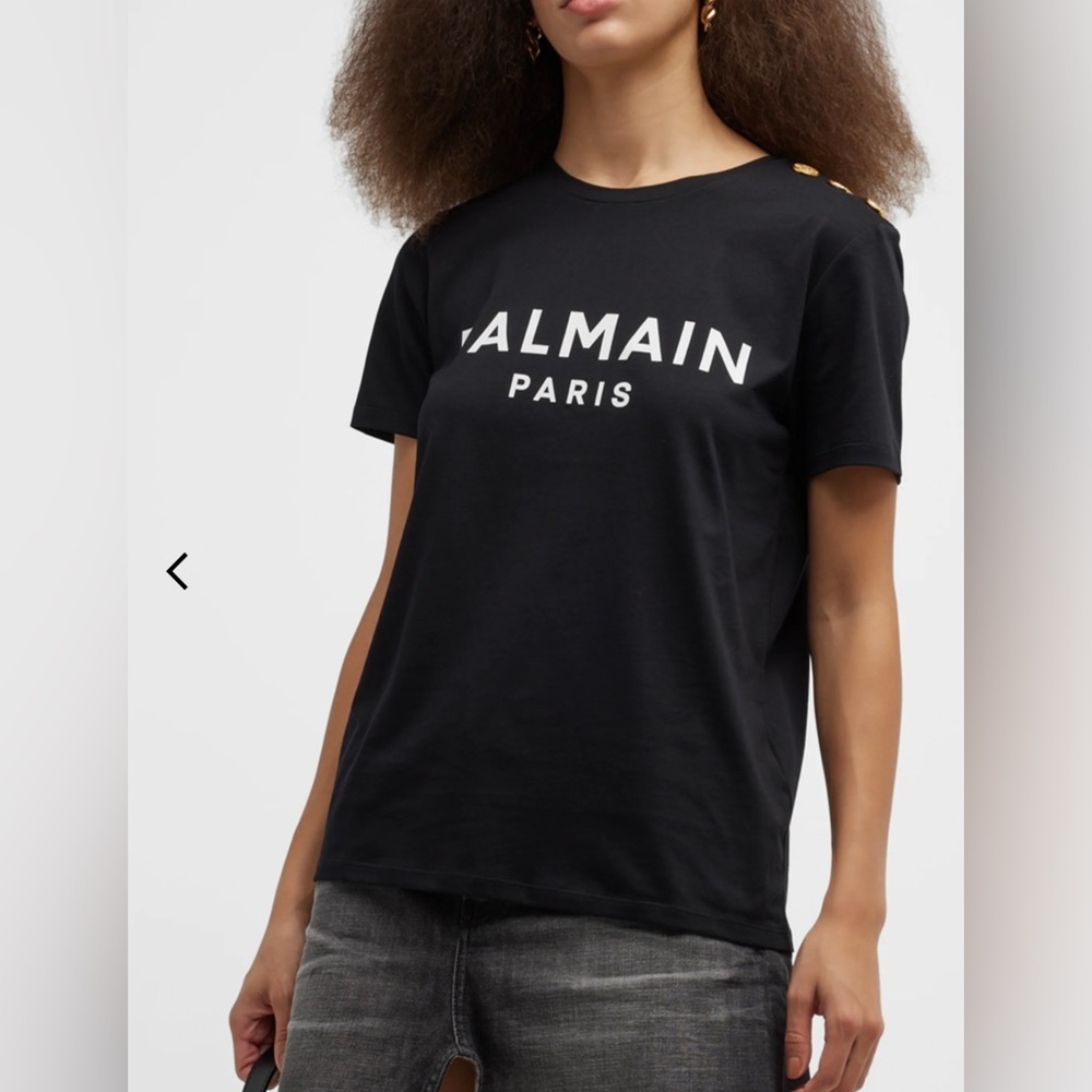 Balmain
3-Button Flocked Logo T-Shirt